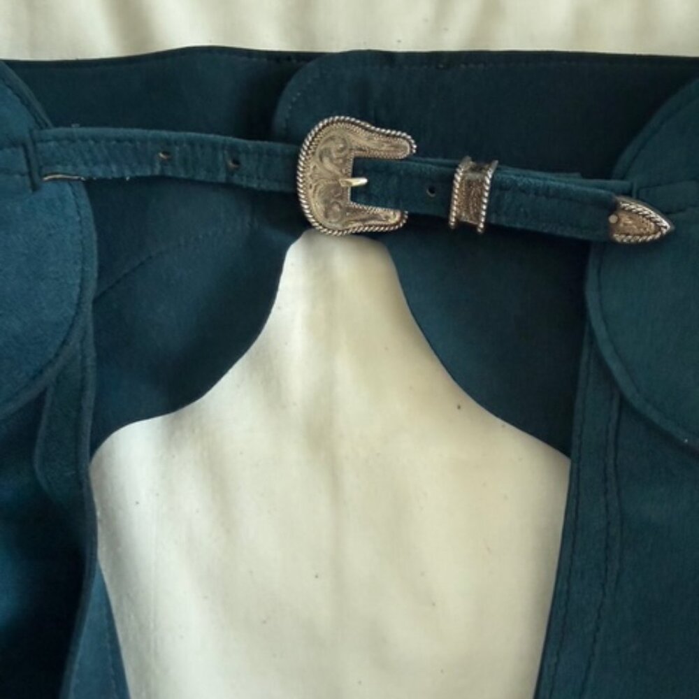 Show Season XS teal western chaps in EUC - Picture 4 of 7